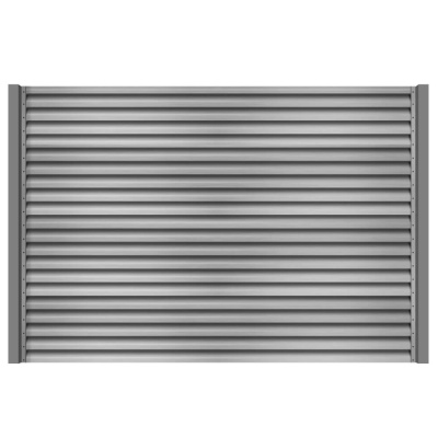 Секция забора жалюзи из ламелей еврожалюзи оцинкованных с металлическими столбами анфас